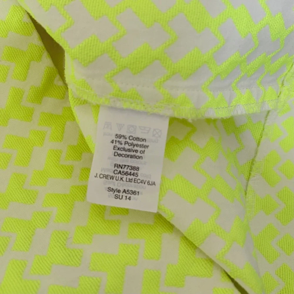 J. Crew Neon Yellow Shift Dress with Navy Trim